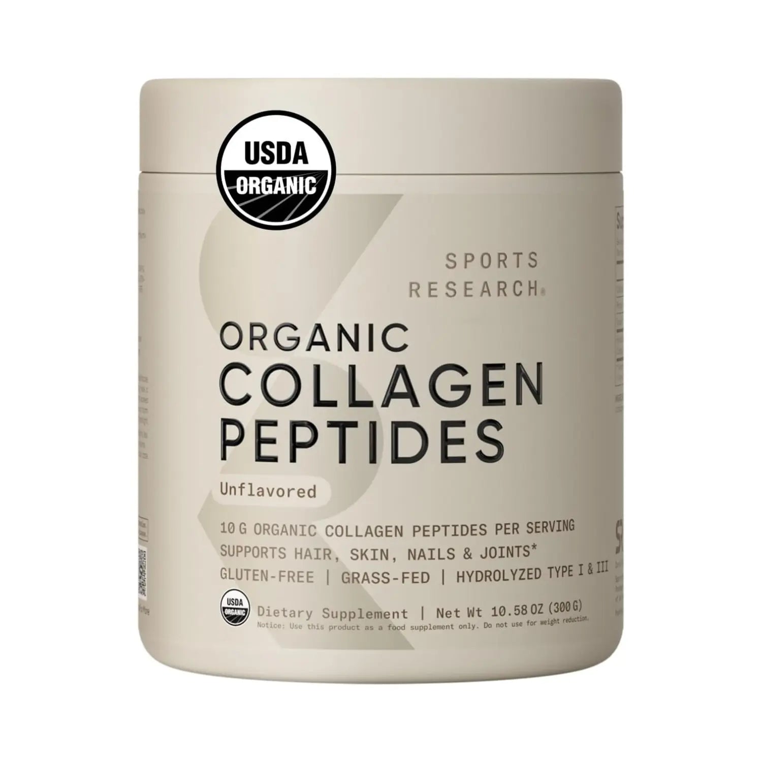 Sports Research Collagen Peptides Organic Unflavored (30 servings)