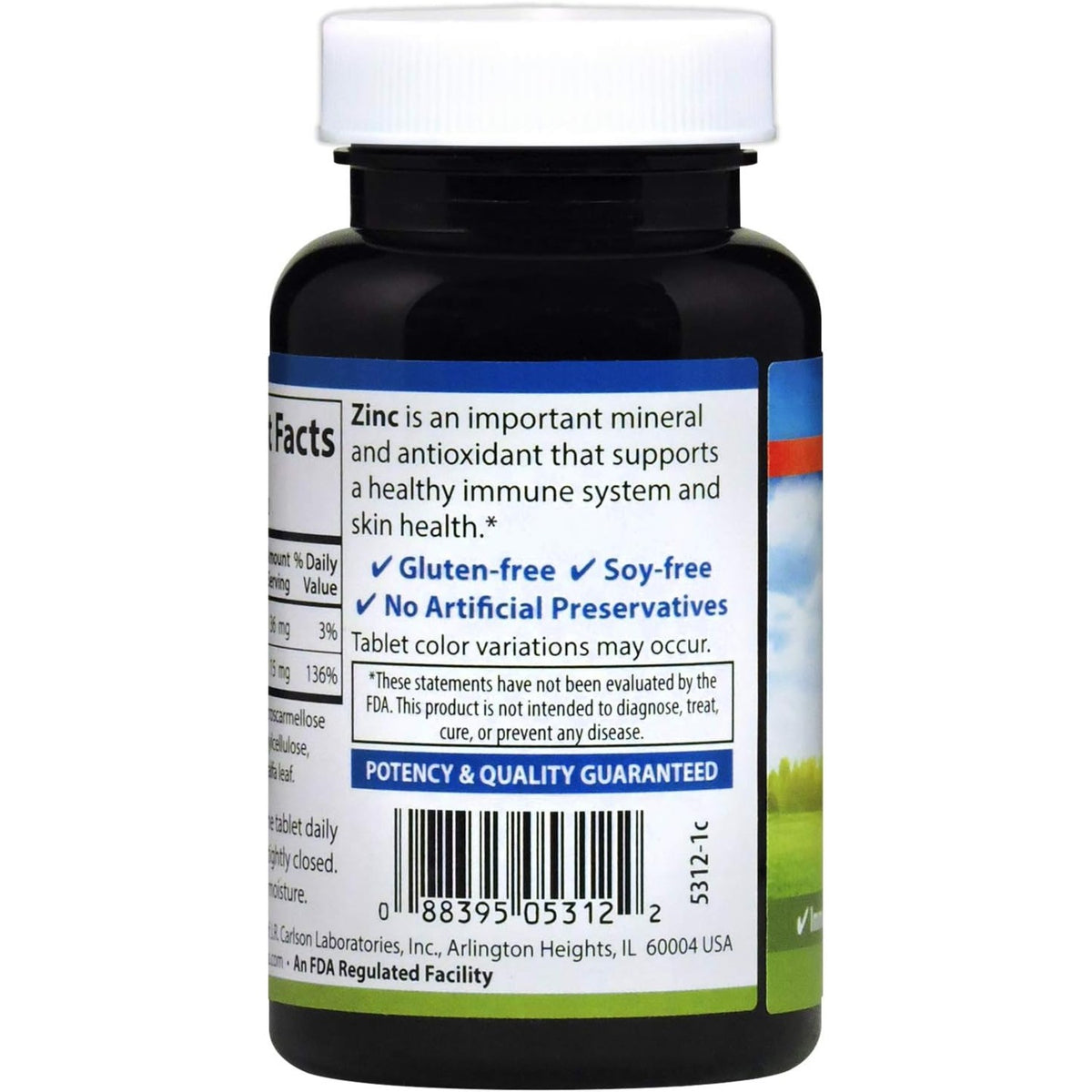 Carlson Labs Zinc 15 mg 250 Tabletas