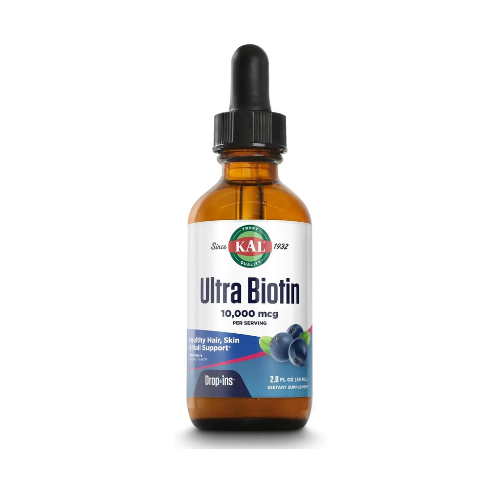 KAL Ultra Biotin DropIns 10,000 mcg | Biotina Líquida para Cabello, Piel y Uñas | Mixed Berry | 59 mL
