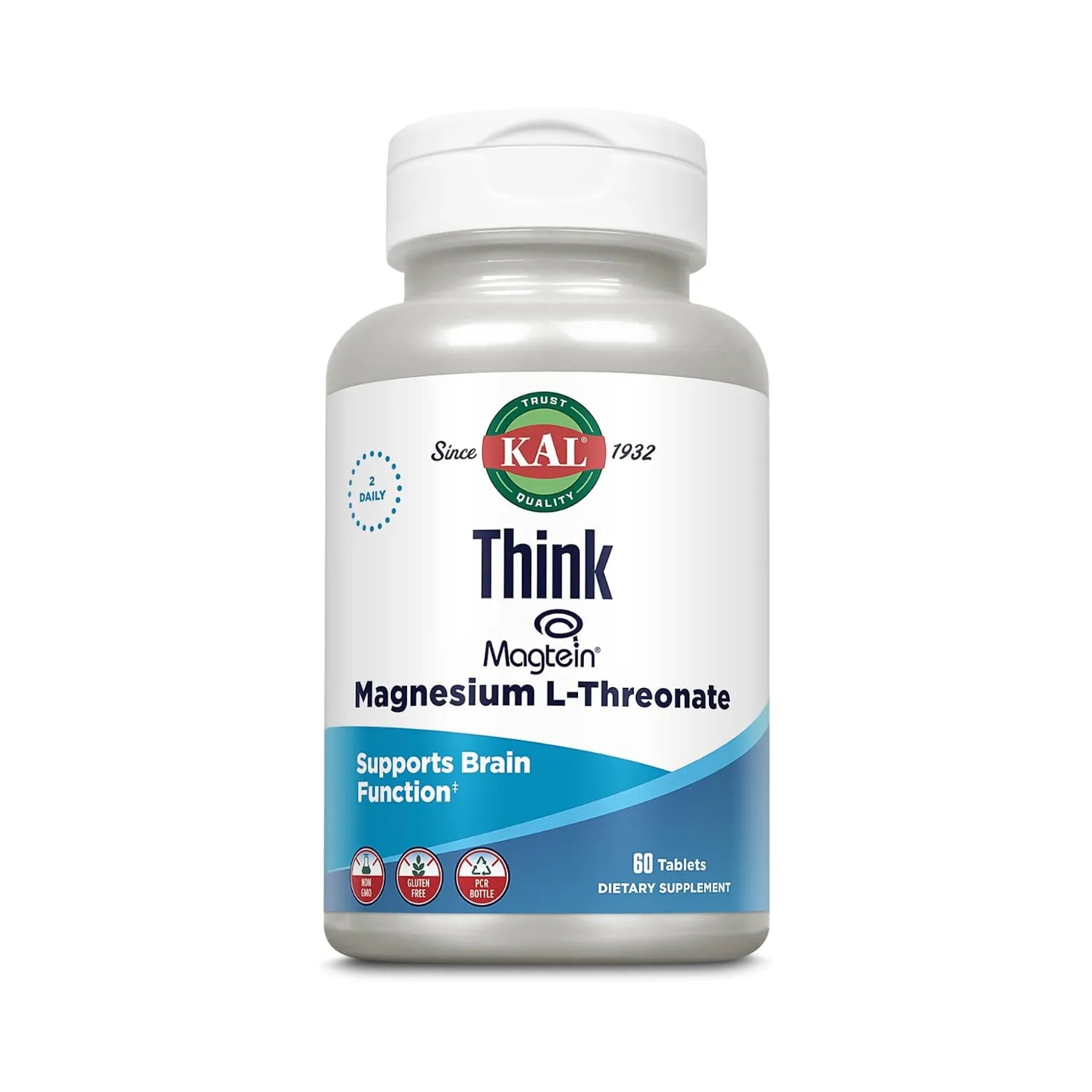 KAL Think Magtein® Magnesium L-Threonate 200mg | Apoyo Cerebral, Memoria y Aprendizaje | 60 Tabletas
