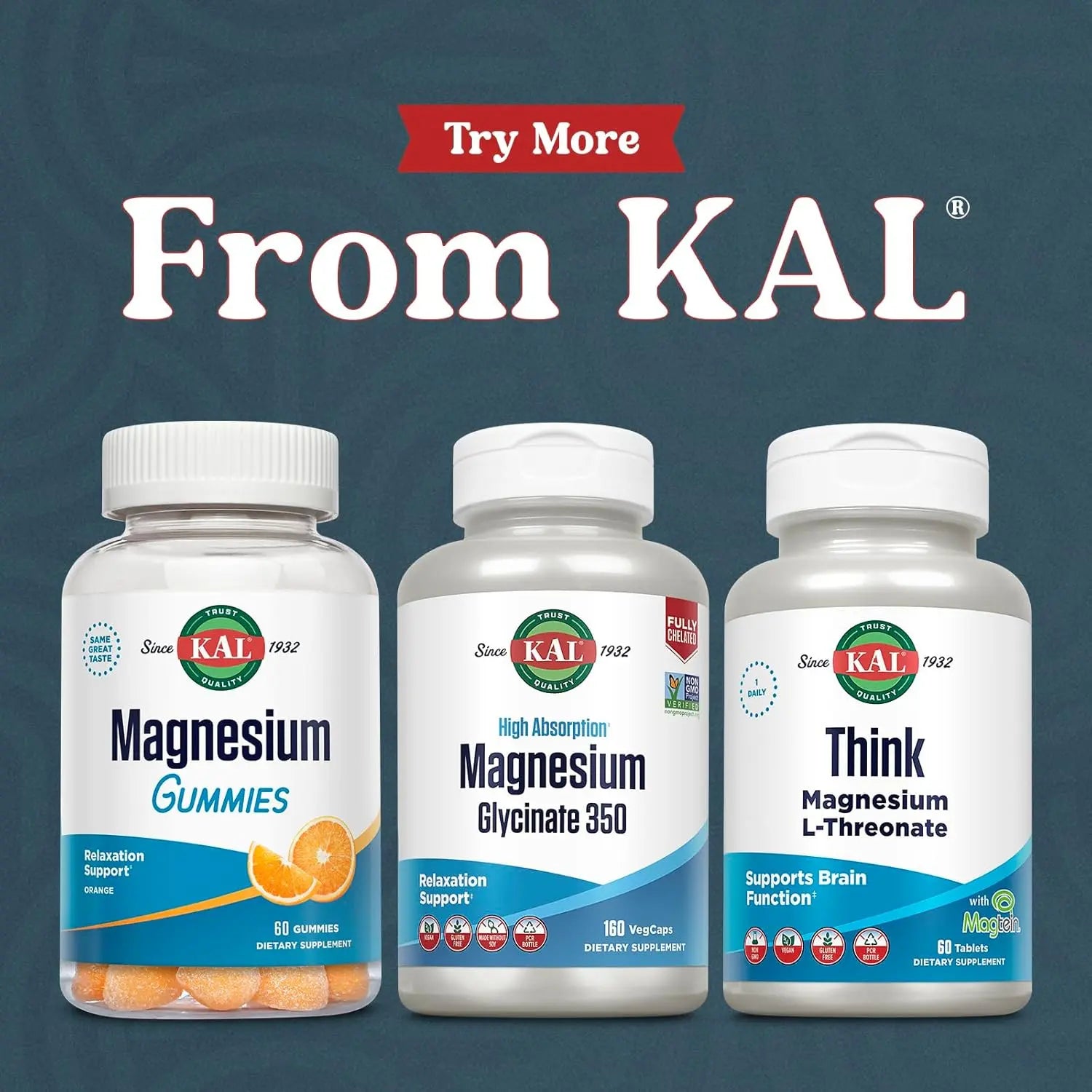 KAL, Glicinato de magnesio 350 de alta absorción 160 capsulas