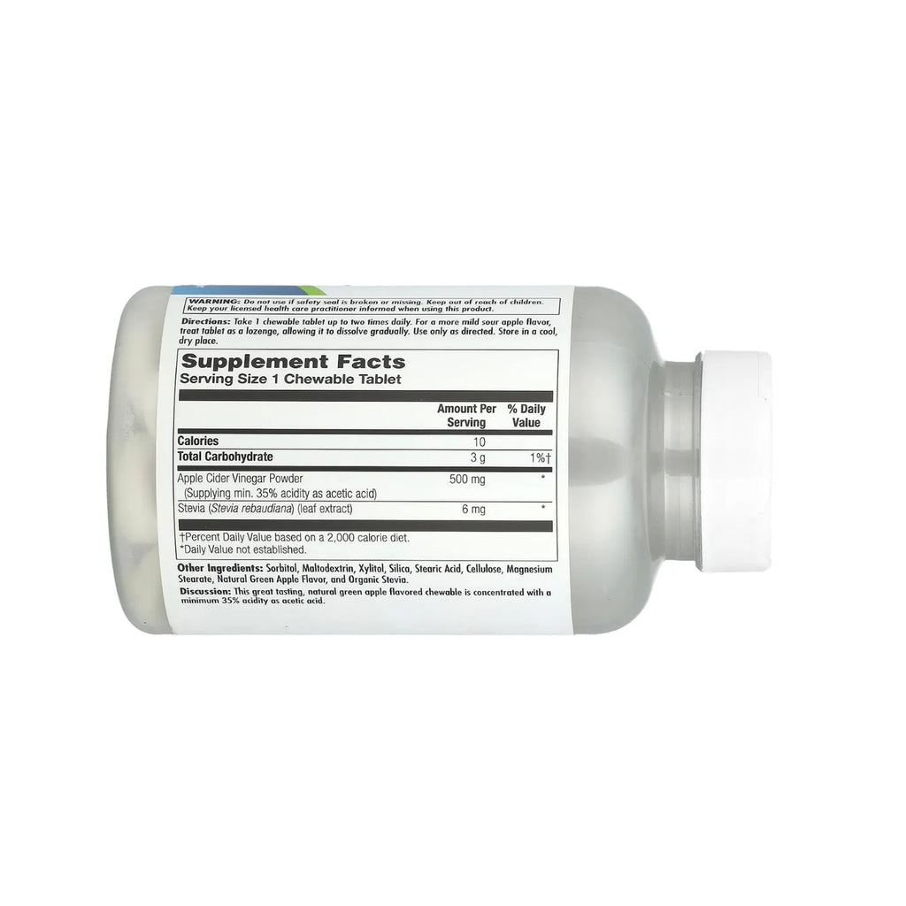 KAL Apple Cider Vinegar 500 mg | Vinagre de Sidra de Manzana | Apoyo Digestivo y Bienestar General | Manzana Verde | 60 Tabletas Masticables