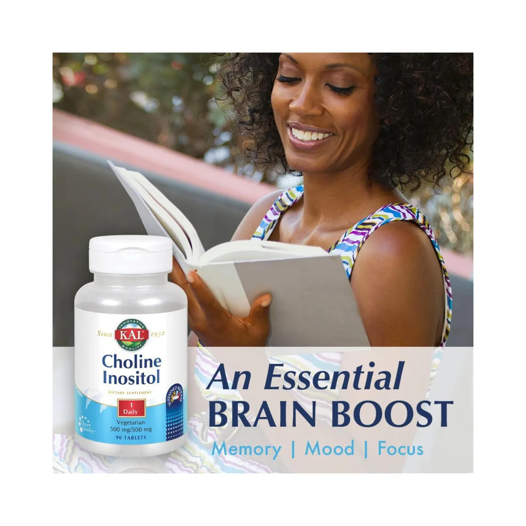 KAL Choline Inositol | Colina 195 mg + Inositol 500 mg | Apoyo Metabólico y Celular | 90 Tabletas