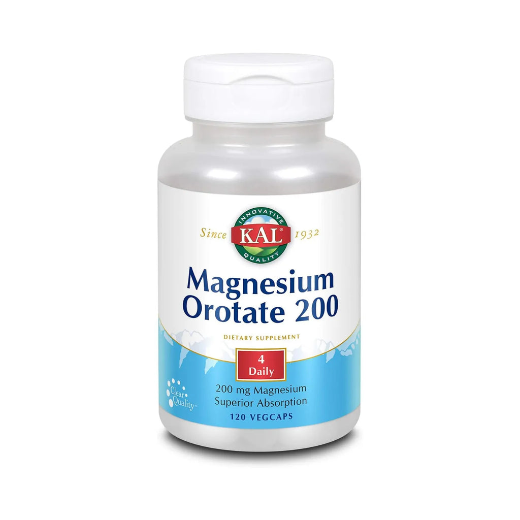 KAL Magnesium Orotate 200 mg | Magnesio para Apoyo Muscular, Nervioso y Óseo | 120 VegCaps