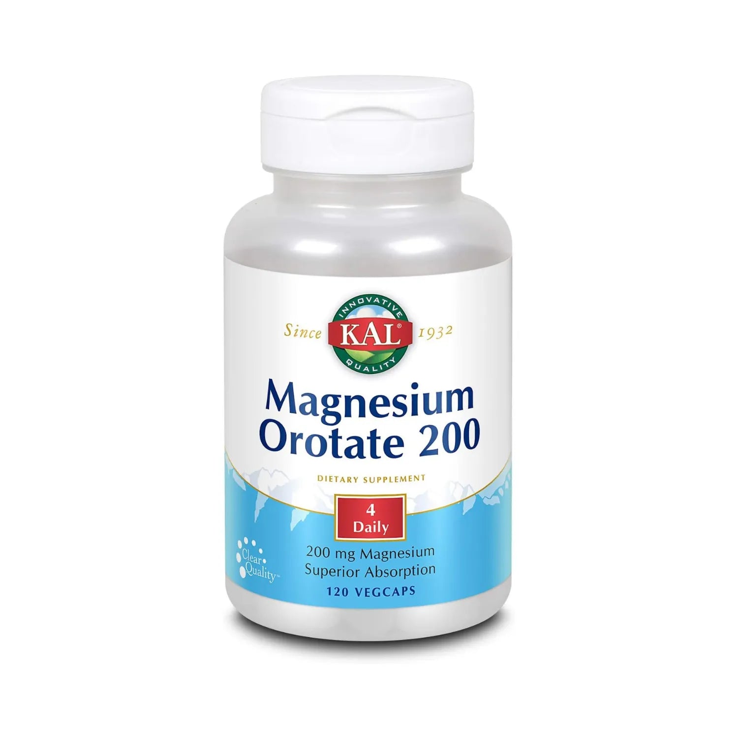 KAL Magnesium Orotate 200 mg | Magnesio para Apoyo Muscular, Nervioso y Óseo | 120 VegCaps