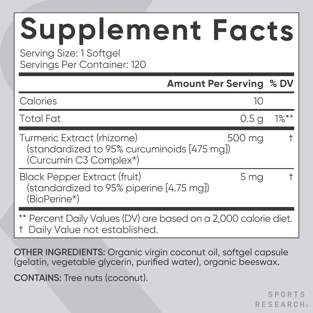Sports Research Turmeric Curcumin C3 Complex 500mg (120 softgels)