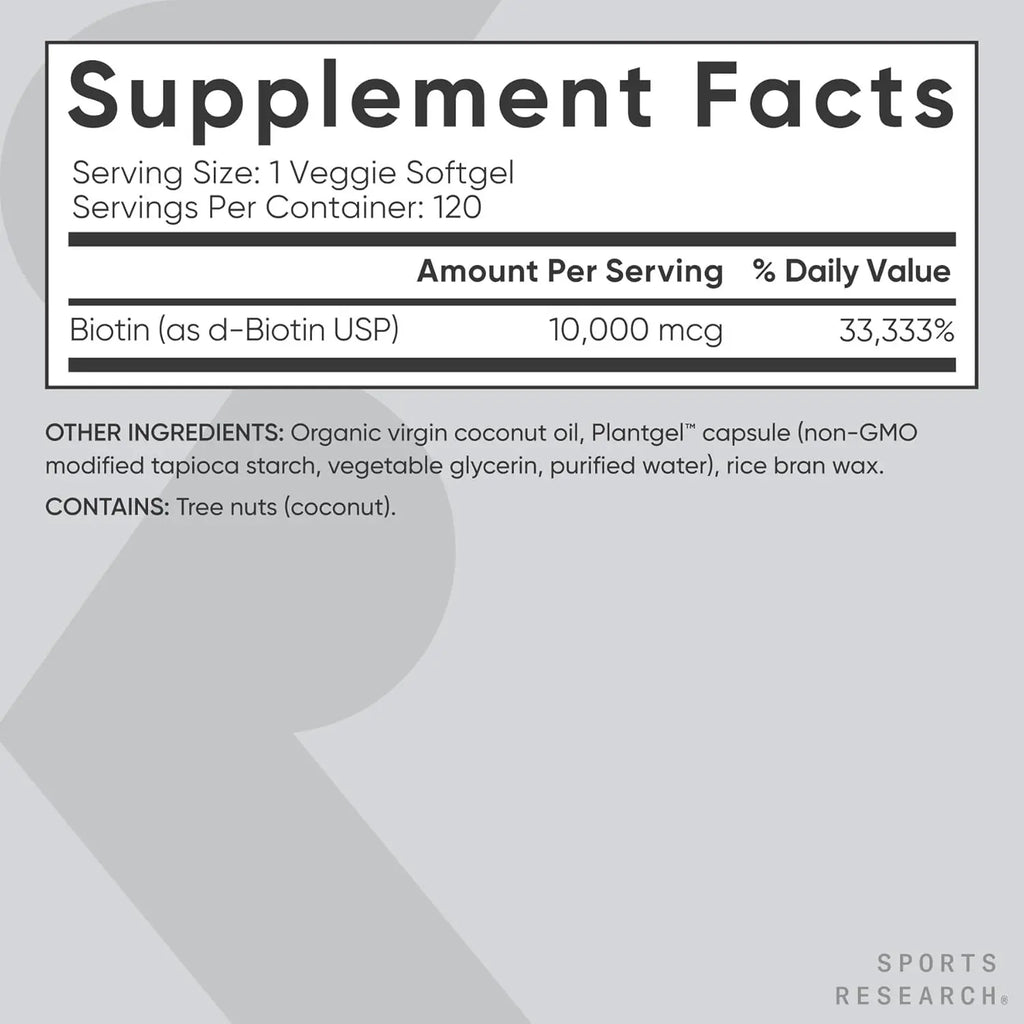 Sports Research Biotin 10,000mcg (120 veggie softgels)