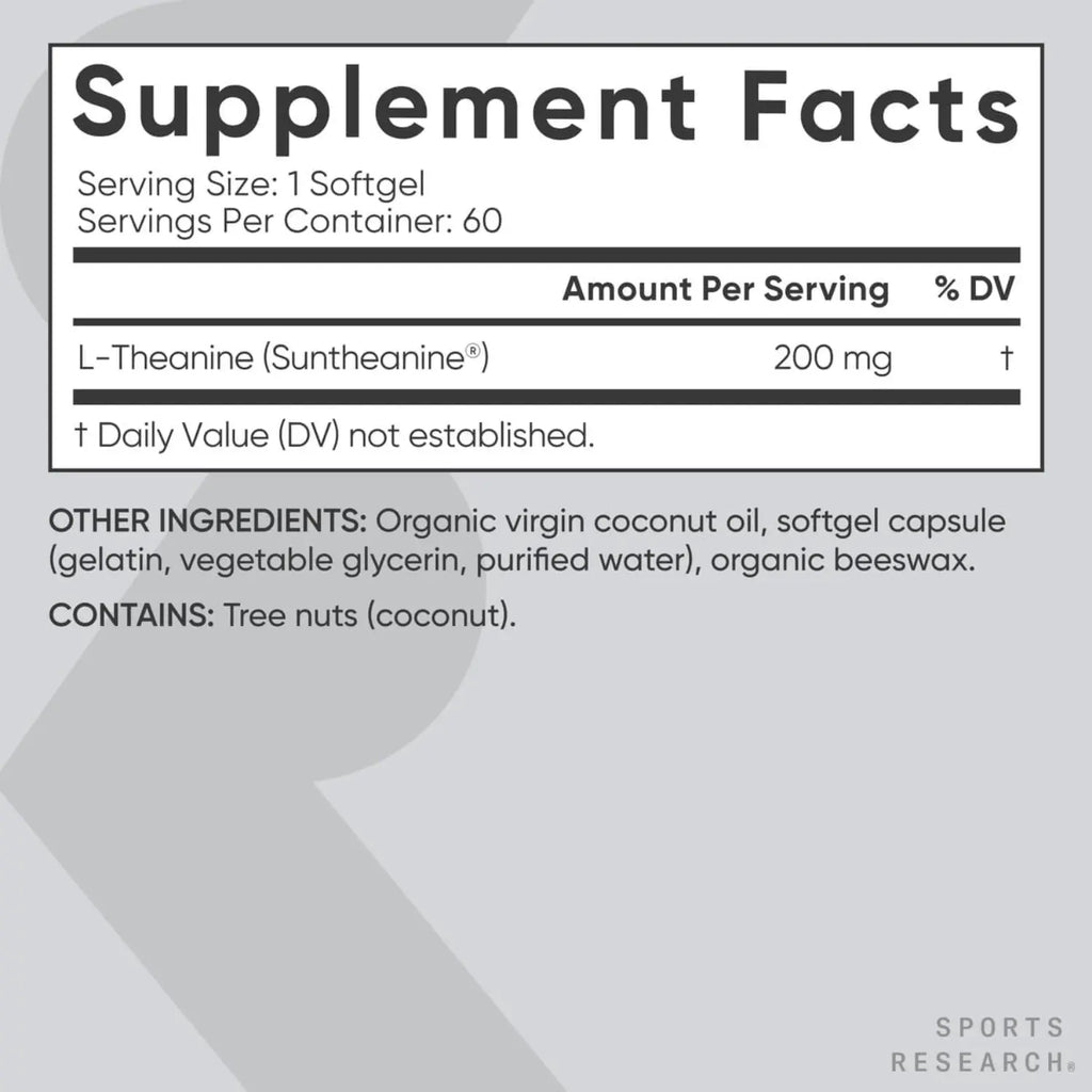Sports Research L-Theanine Suntheanine 200mg (60 softgels)