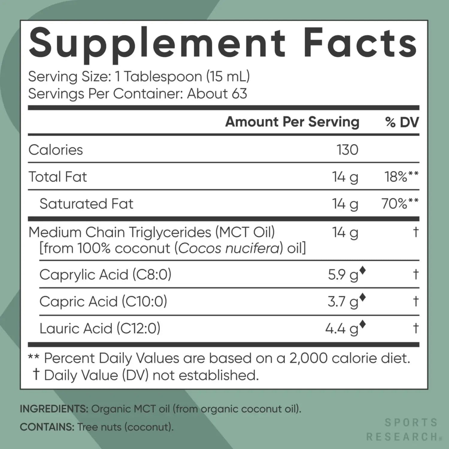 Sports Research MCT Oil Organic C8 C10 C12 - 32oz