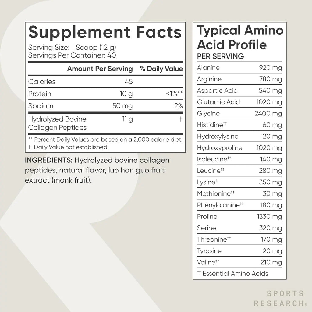 Sports Research Collagen Peptides Vanilla Bean (40 servings) - 16.93oz