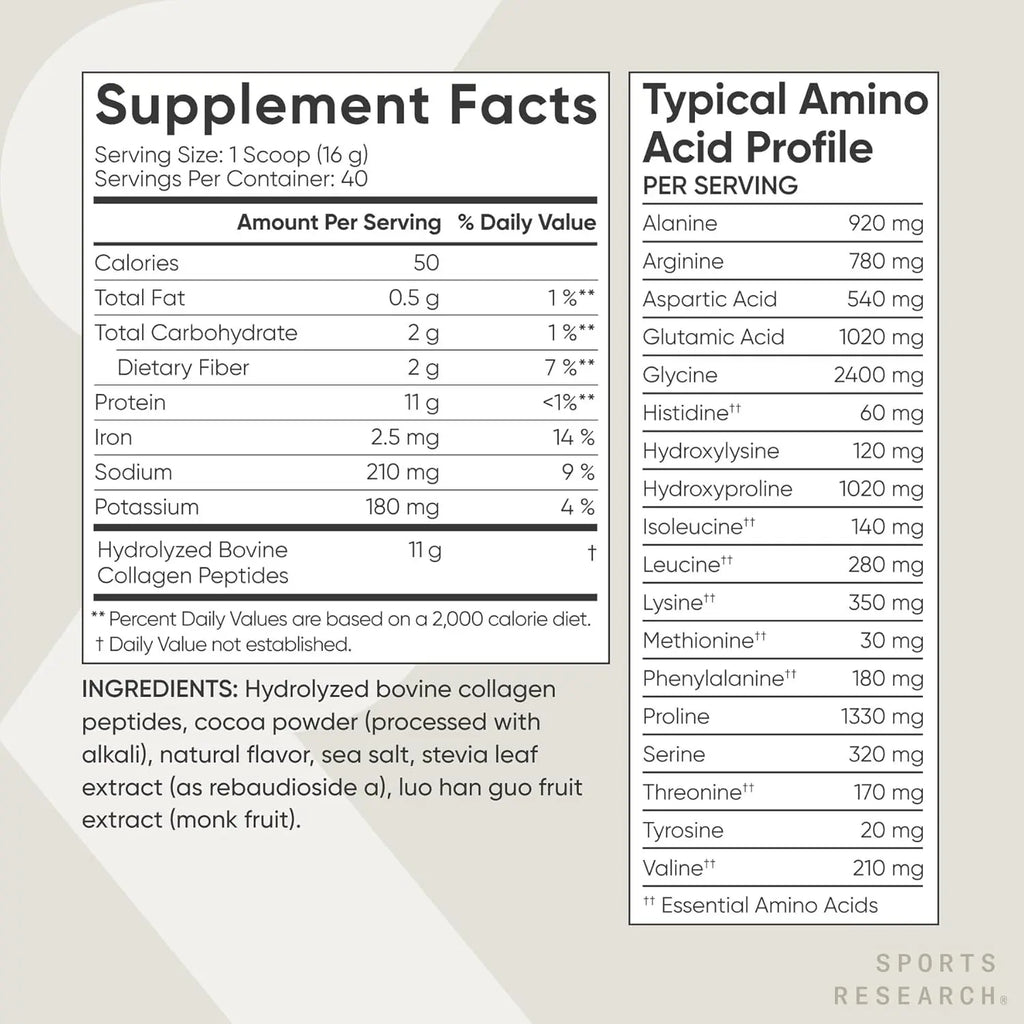 Sports Research Collagen Peptides Dark Chocolate (40 servings) - 22.58oz