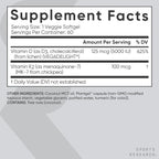 Sports Research Vegan D3 125mcg (5000iu) + Vitamin K2 100mcg (60 veggie softgels)