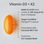 Sports Research Vegan D3 125mcg (5000iu) + Vitamin K2 100mcg (60 veggie softgels)