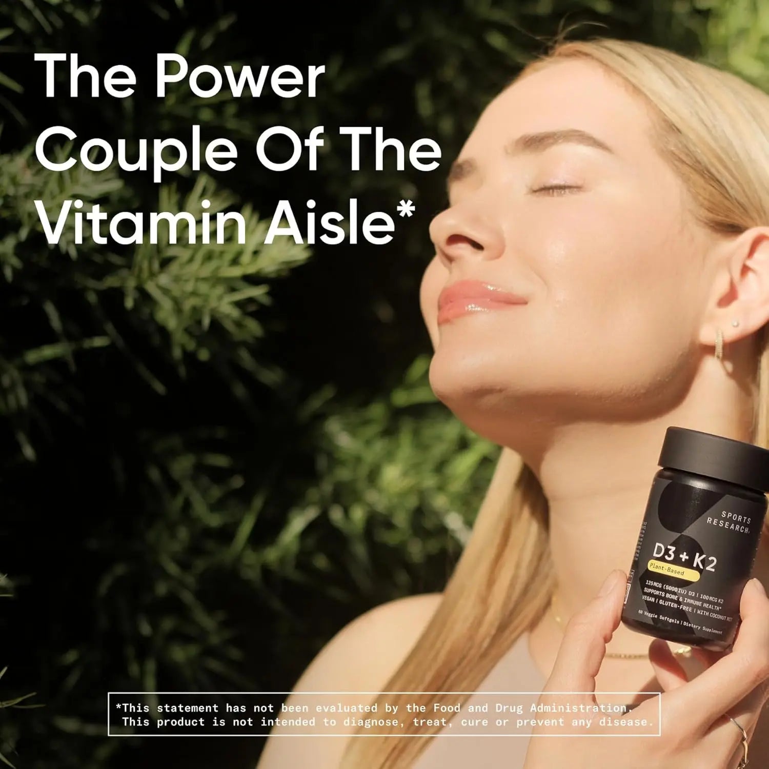 Sports Research Vegan D3 125mcg (5000iu) + Vitamin K2 100mcg (60 veggie softgels)