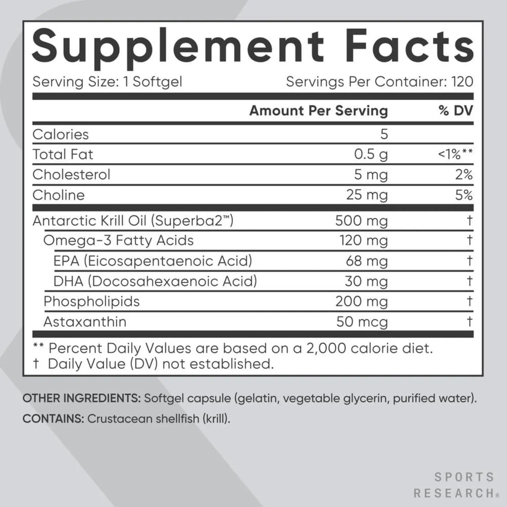 Sports Research Krill Oil Superba2 500mg MSC-C-55162 (120 softgels)