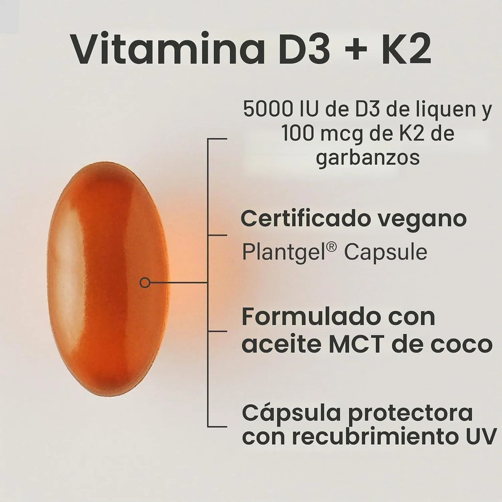 Sports Research® Vitamina D3 + K2 vegana con aceite de coco, 120 cápsulas Plantgels™
