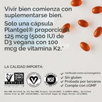 Sports Research® Vitamina D3 + K2 vegana con aceite de coco, 120 cápsulas Plantgels™