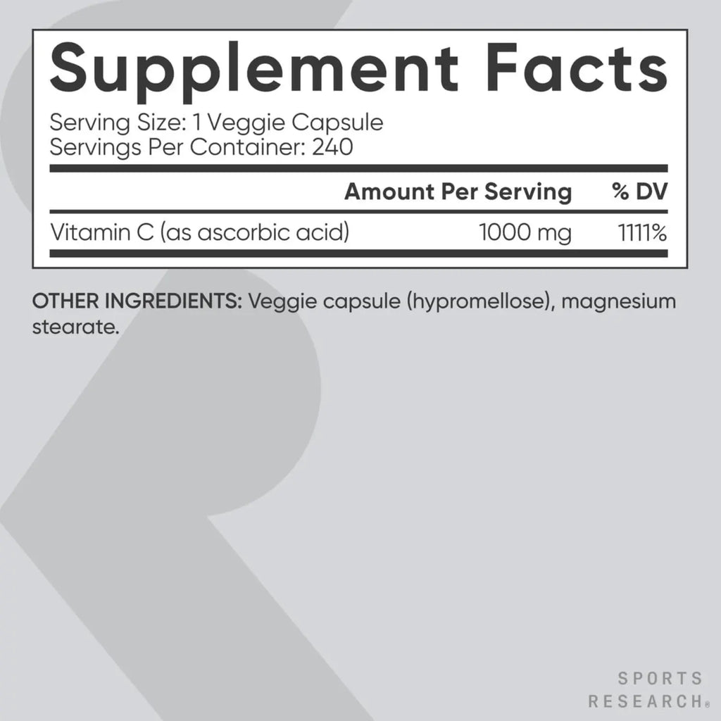Sports Research Vitamin C 1000mg (240 veggie capsules)