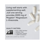 Sports Research Magtein Magnesio L-Treonato 2000 mg, 90 Cápsulas – Apoyo Cognitivo