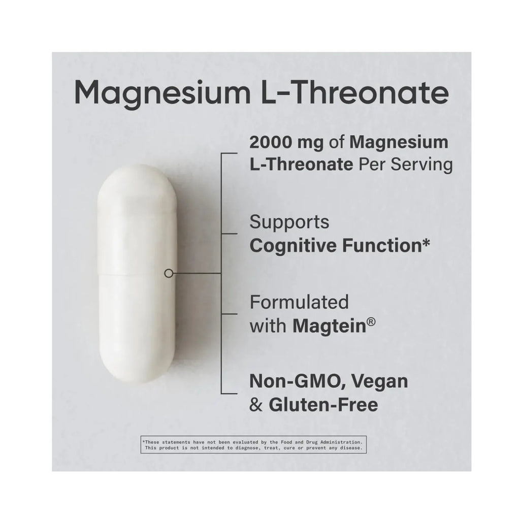 Sports Research Magtein Magnesio L-Treonato 2000 mg, 90 Cápsulas – Apoyo Cognitivo