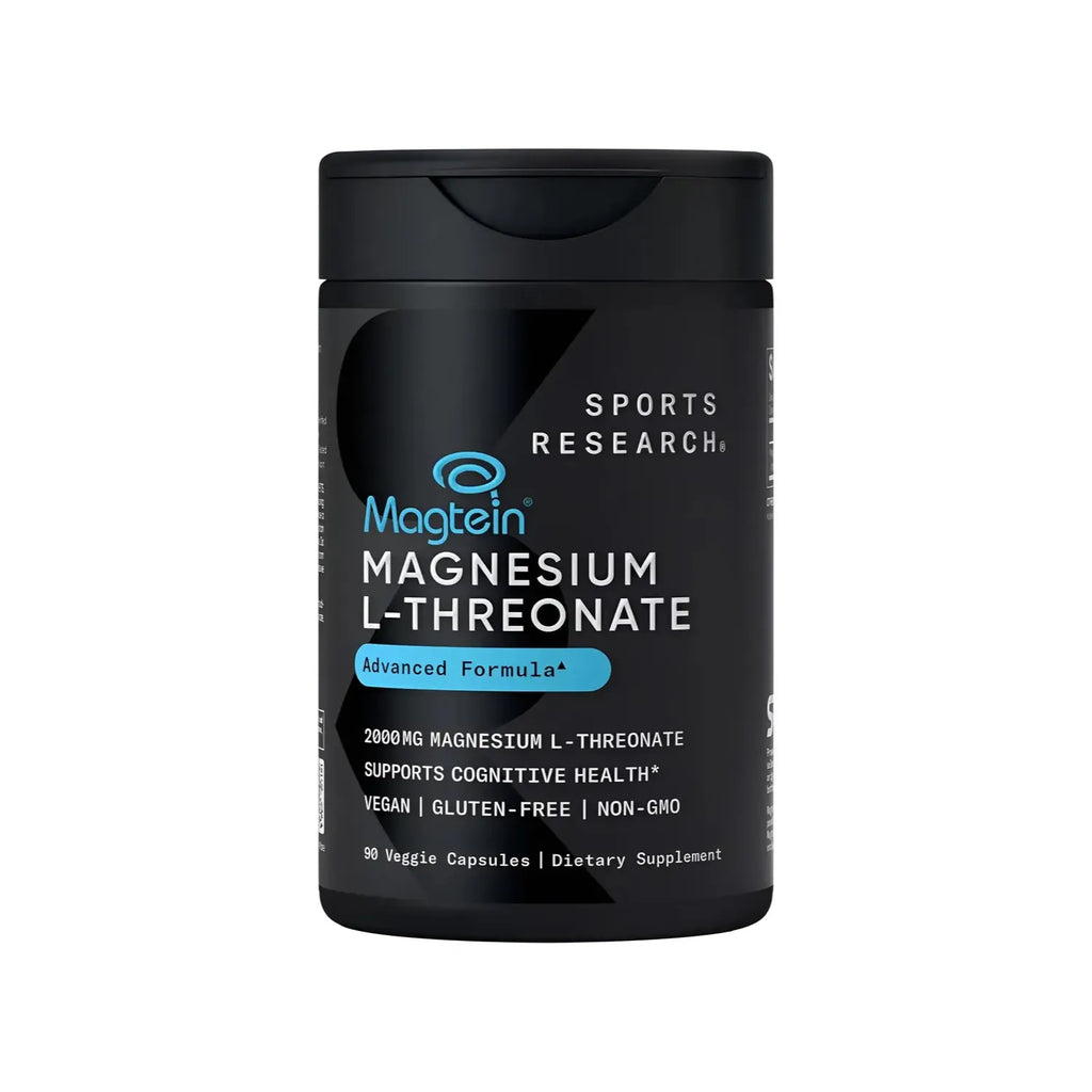 Sports Research Magtein Magnesio L-Treonato 2000 mg, 90 Cápsulas – Apoyo Cognitivo