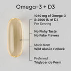 Sports Research Omega-3 Fish Oil AlaskOmega 1250mg + D3 62.5mcg (2500iu) MSC-C-55162 (120 softgels)