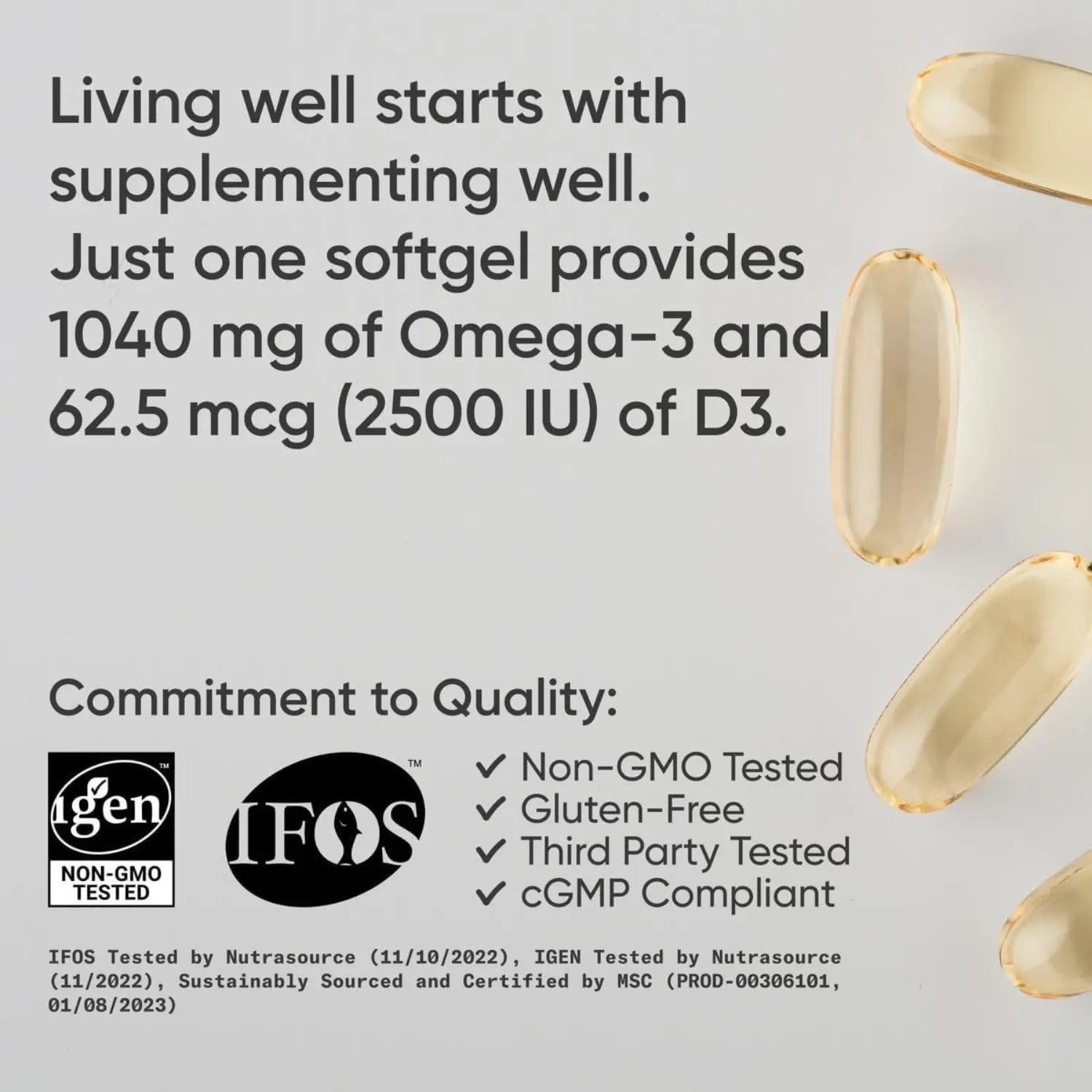 Sports Research Omega-3 Fish Oil AlaskOmega 1250mg + D3 62.5mcg (2500iu) MSC-C-55162 (120 softgels)
