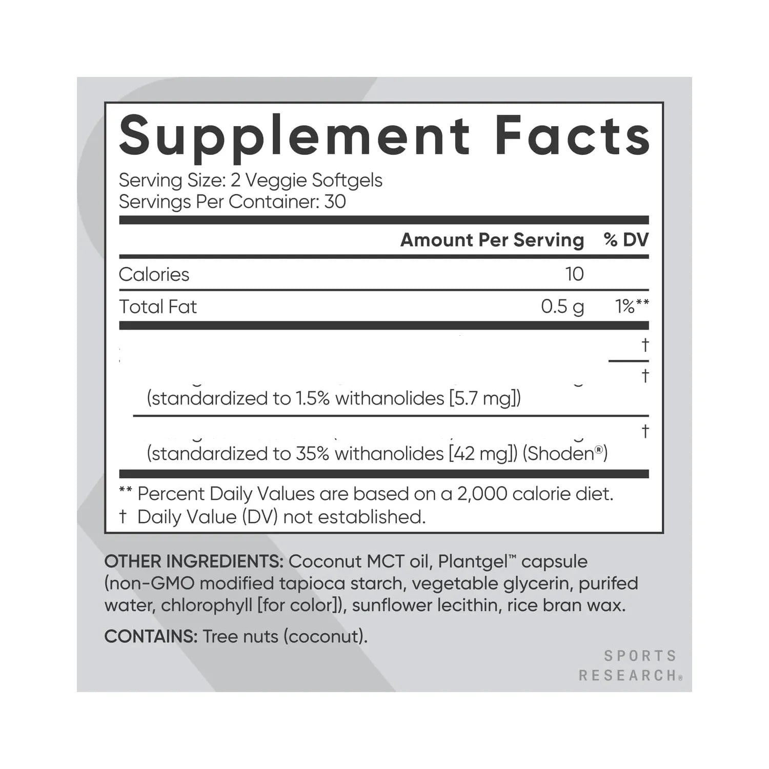 Sports Research Ashwa Shoden® 500 mg para Estrés y Descanso, 60 Cápsulas Vegetales