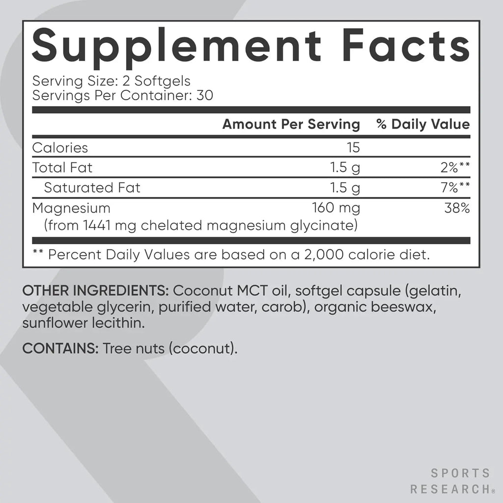 Sports Research Magnesium Glycinate 160mg (60 softgels)