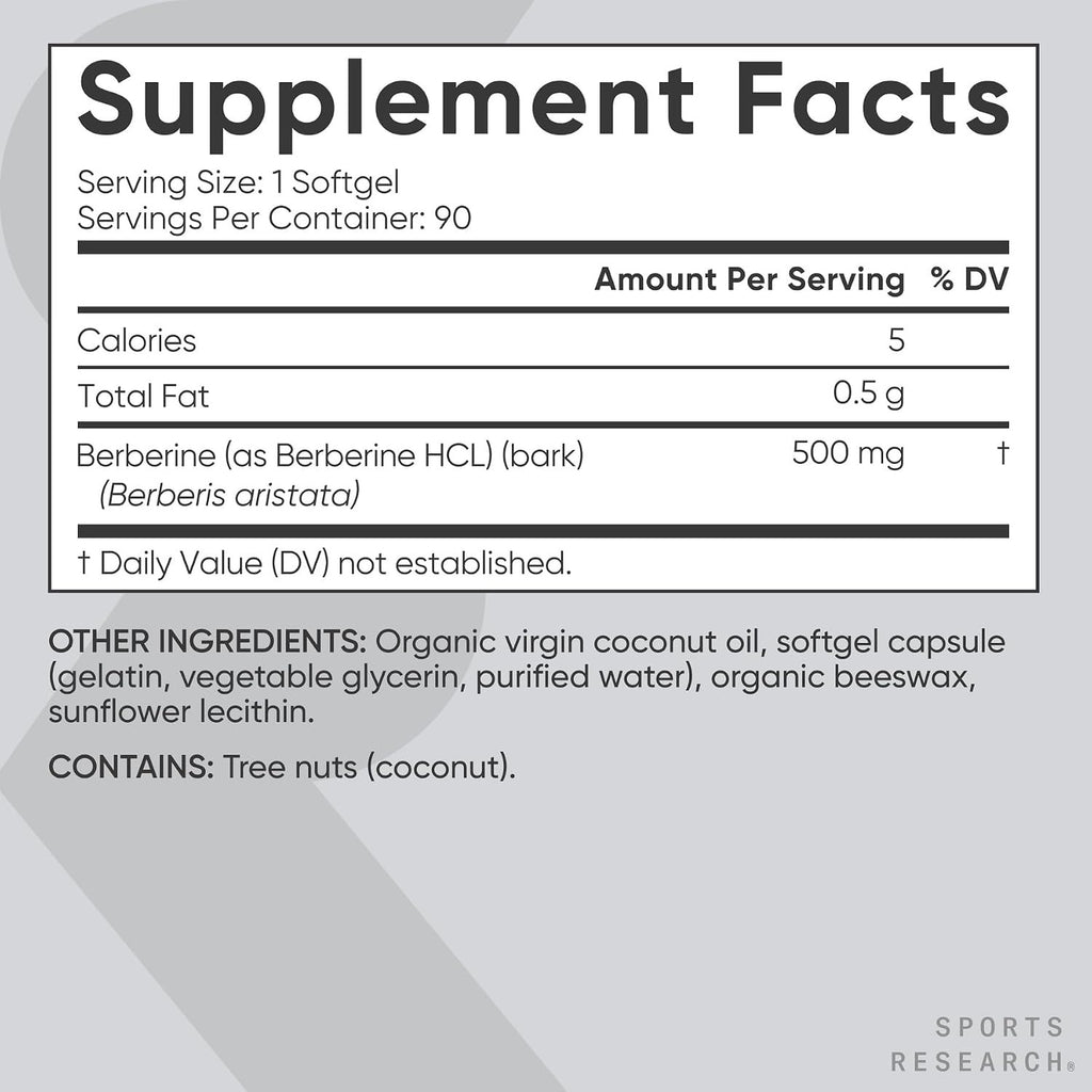 Sports Research Berberina 500 mg 90 Cápsulas Blandas