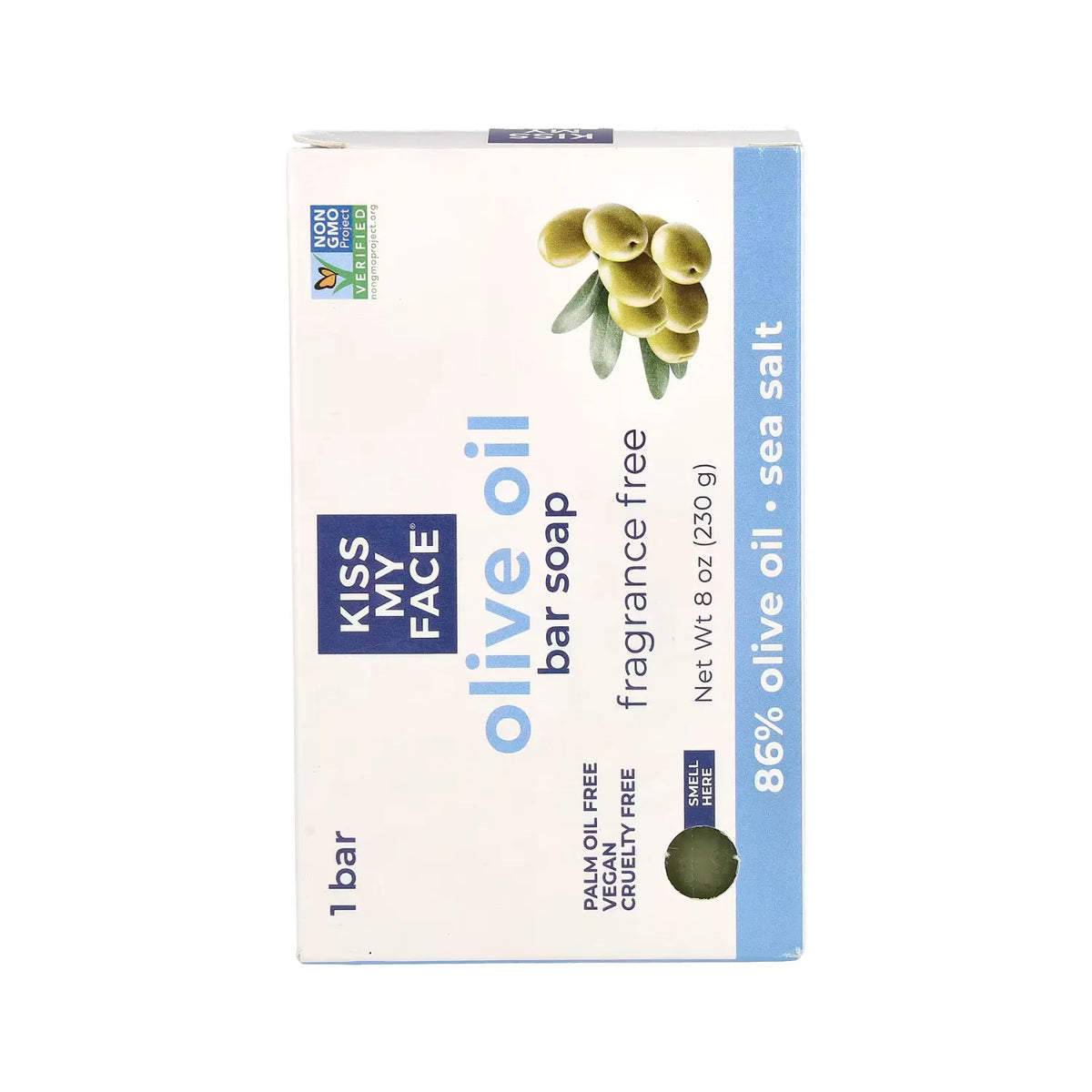 Kiss My Face, Barra de jabón con aceite de oliva, Sin fragancia, 230 g (8 oz)