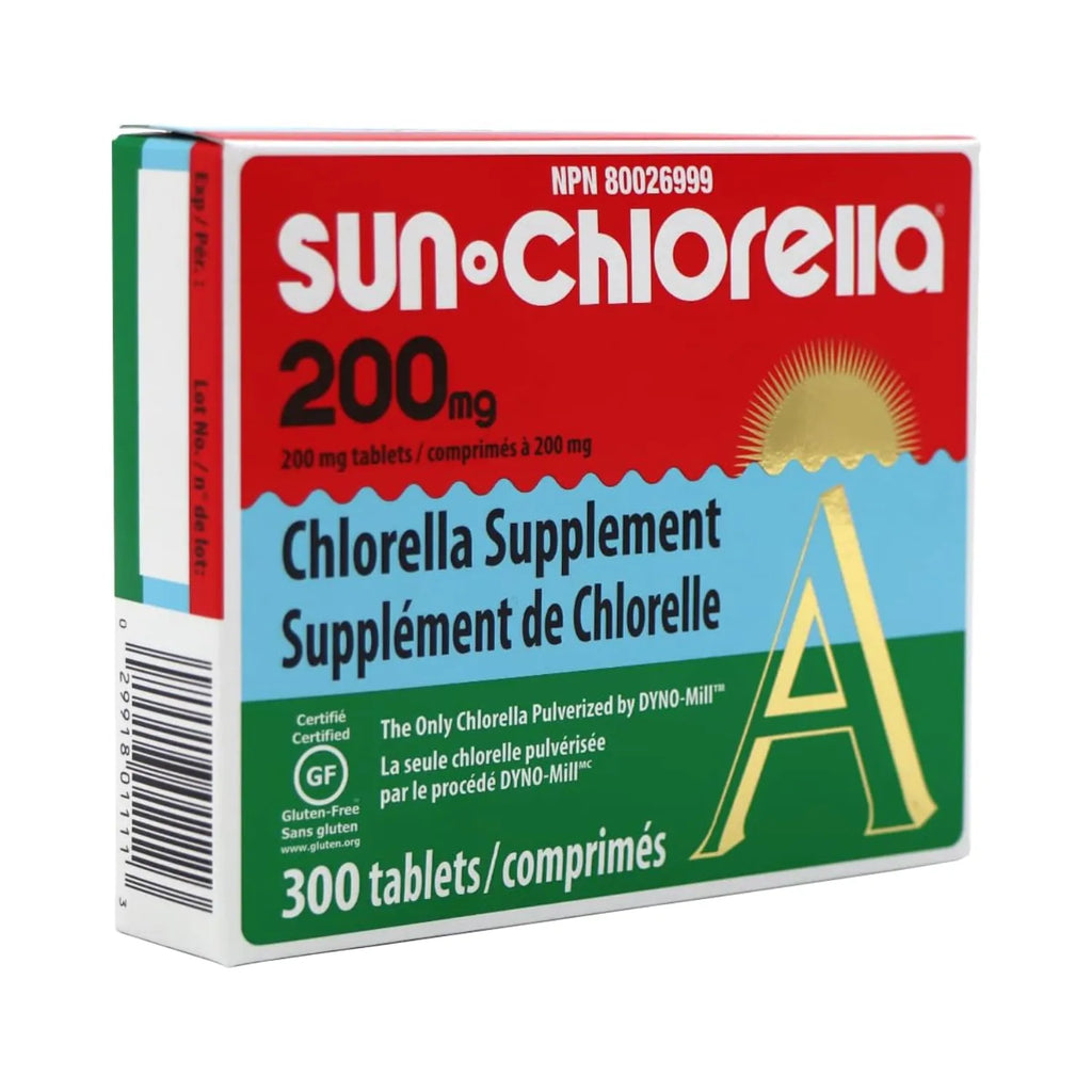 Sun Chlorella 300 Tabletas 200 mg | 90 %+ de pared celular pulverizada | Vitamina B12 y vitamina D de origen natural | Sin OGM, sin gluten