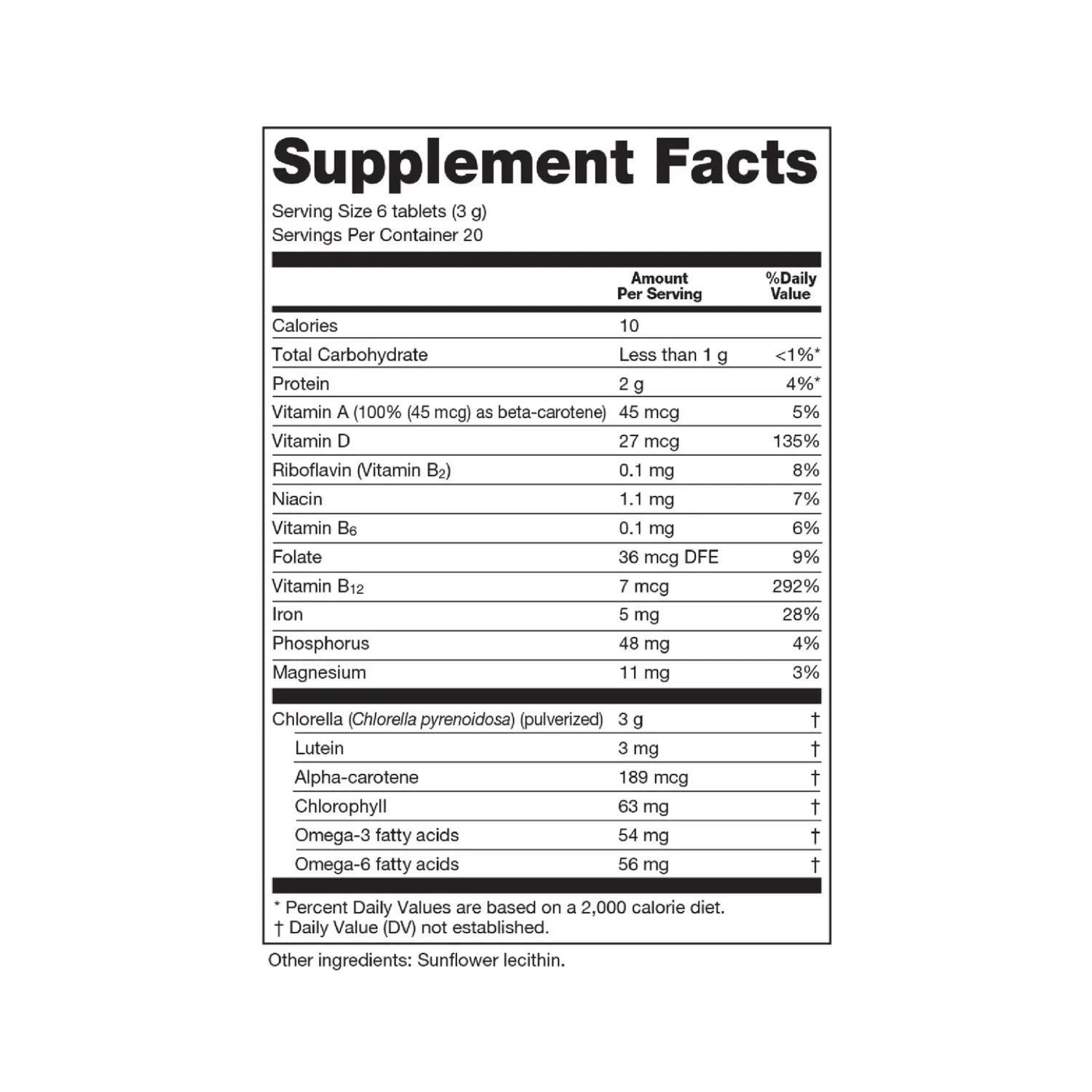Sun Chlorella 120 Tabletas 500 mg | 90 %+ de pared celular pulverizada | Vitamina B12 y vitamina D de origen natural | Sin OGM, sin gluten
