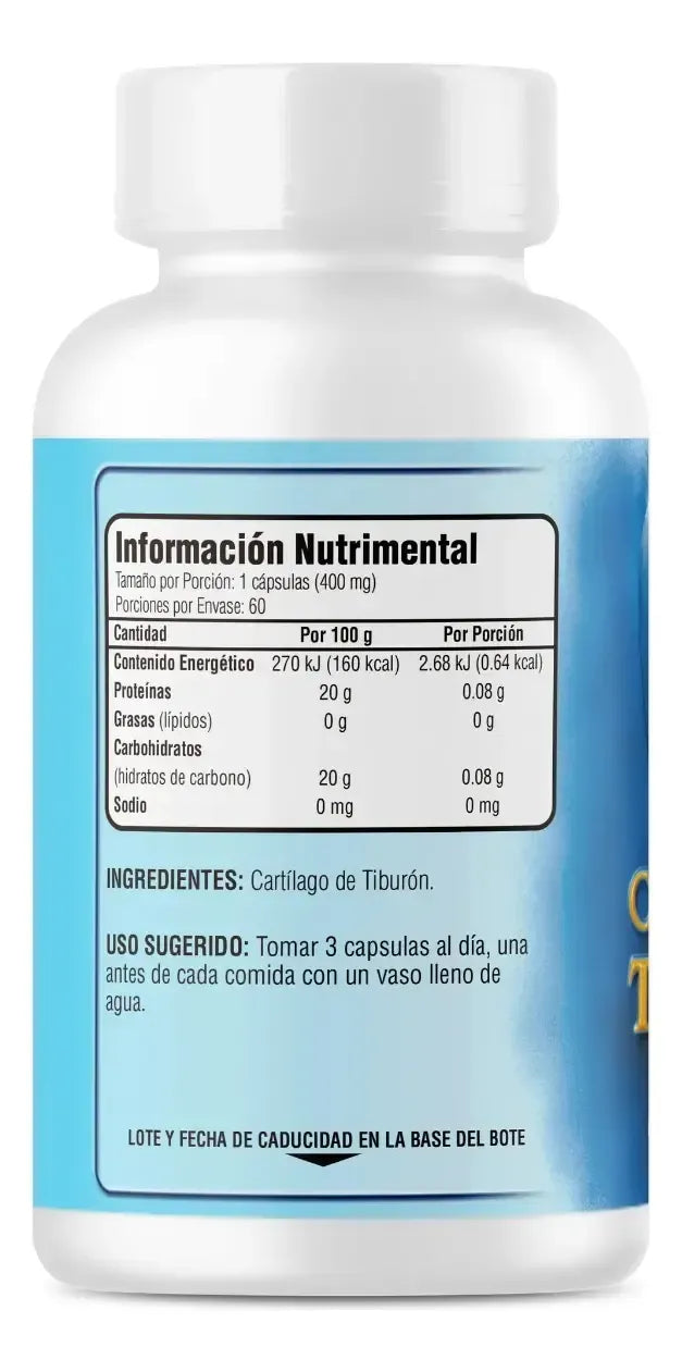 GREENSIDE | Cartílago de Tiburón | 60 Cápsulas de 350 mg | Apoyo para Articulaciones, Huesos y Cartílagos