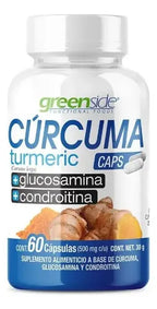 Greenside Cúrcuma + Glucosamina + Condroitina | 60 Cápsulas | Soporte Articular | Suplemento Alimenticio