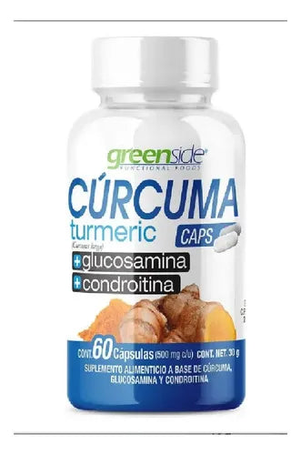 Greenside Cúrcuma + Glucosamina + Condroitina | 60 Cápsulas | Soporte Articular | Suplemento Alimenticio