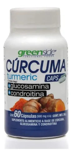 Greenside Cúrcuma + Glucosamina + Condroitina | 60 Cápsulas | Soporte Articular | Suplemento Alimenticio