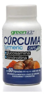 Greenside Cúrcuma + Glucosamina + Condroitina | 60 Cápsulas | Soporte Articular | Suplemento Alimenticio