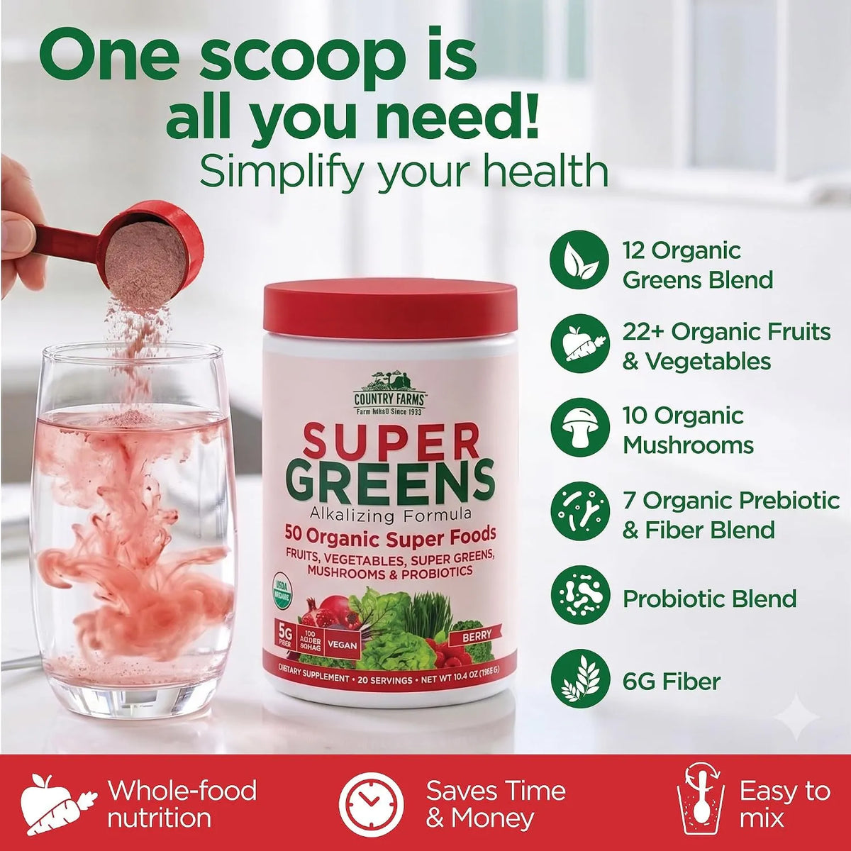 Country Farms Super Green Drink Mix Berry 10.6 oz