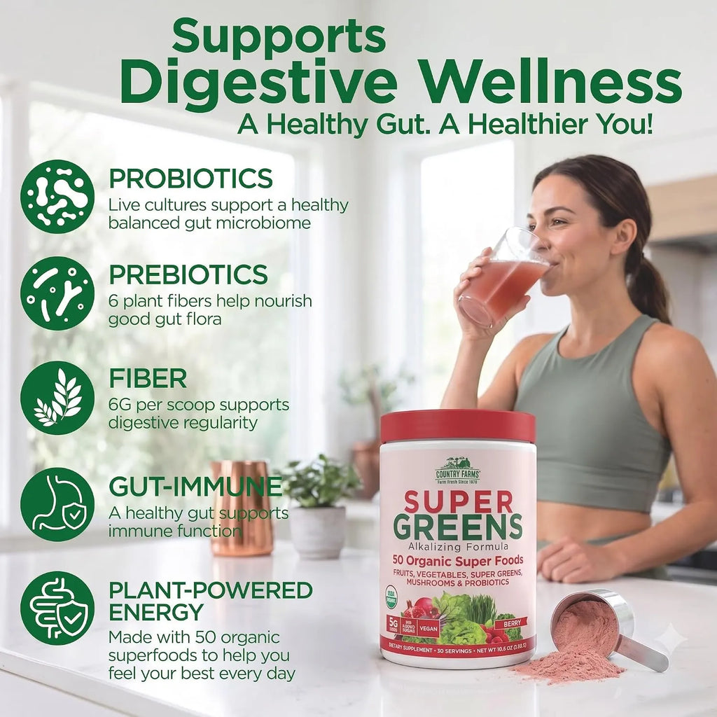 Country Farms Super Green Drink Mix Berry 10.6 oz