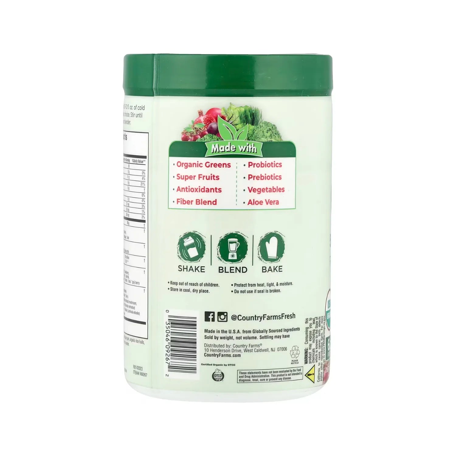 Country Farms Super Greens Fórmula Alcalinizante Sin sabor 300 g (10,6 oz)