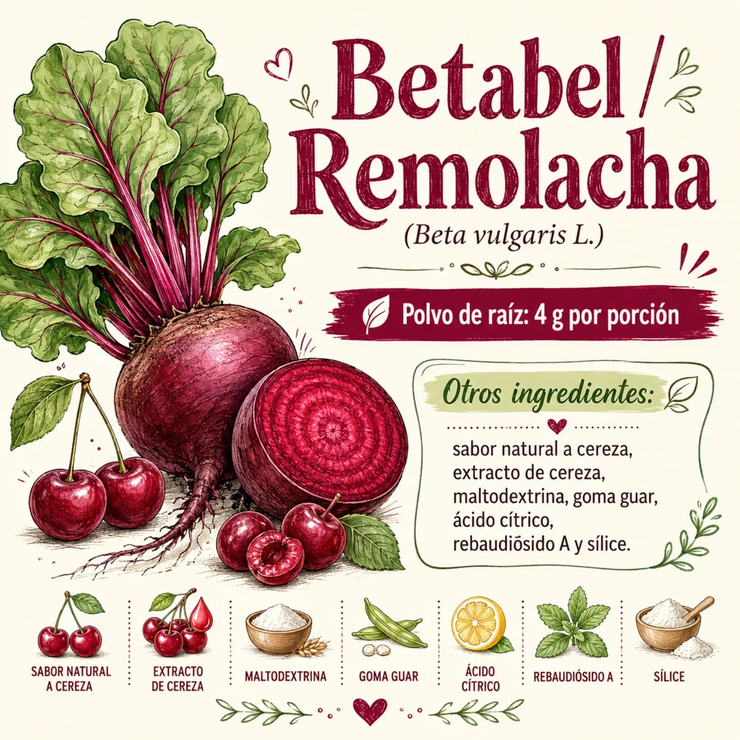 Country Farms, Bountiful Beets Extracto de Remolacha Integral Sabor Cereza 300 g (10,6 oz)