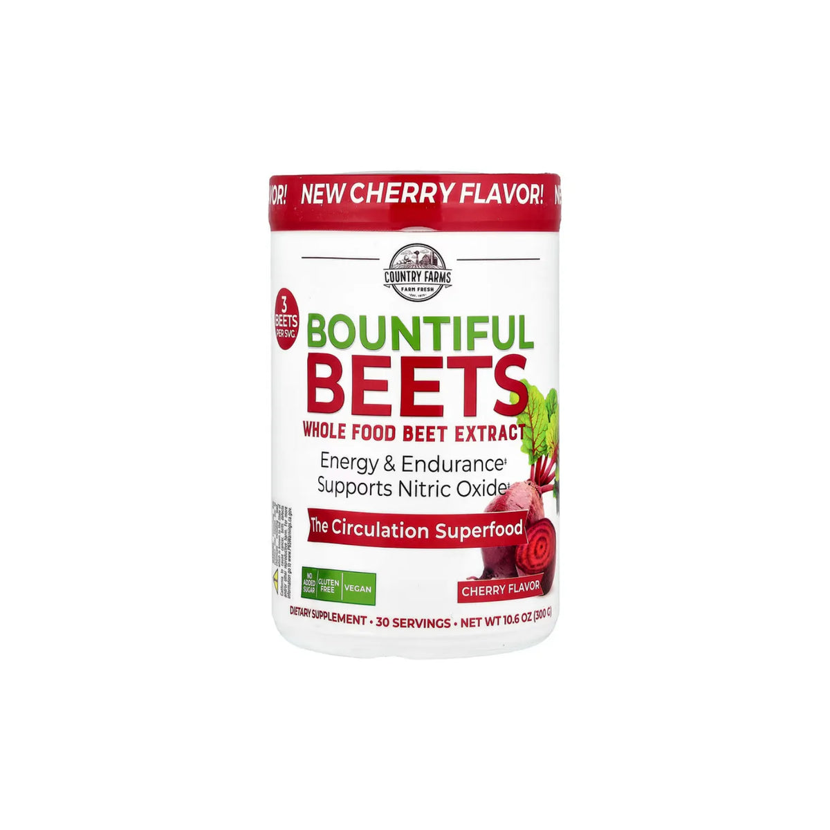 Country Farms, Bountiful Beets Extracto de Remolacha Integral Sabor Cereza 300 g (10,6 oz)