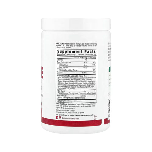 Country Farms Super Cleanse Drink Mix 9.88 oz Sabor Frutos Rojos