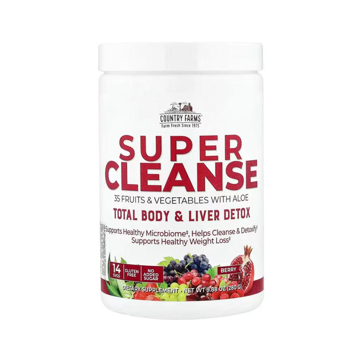 Country Farms Super Cleanse Drink Mix 9.88 oz Sabor Frutos Rojos