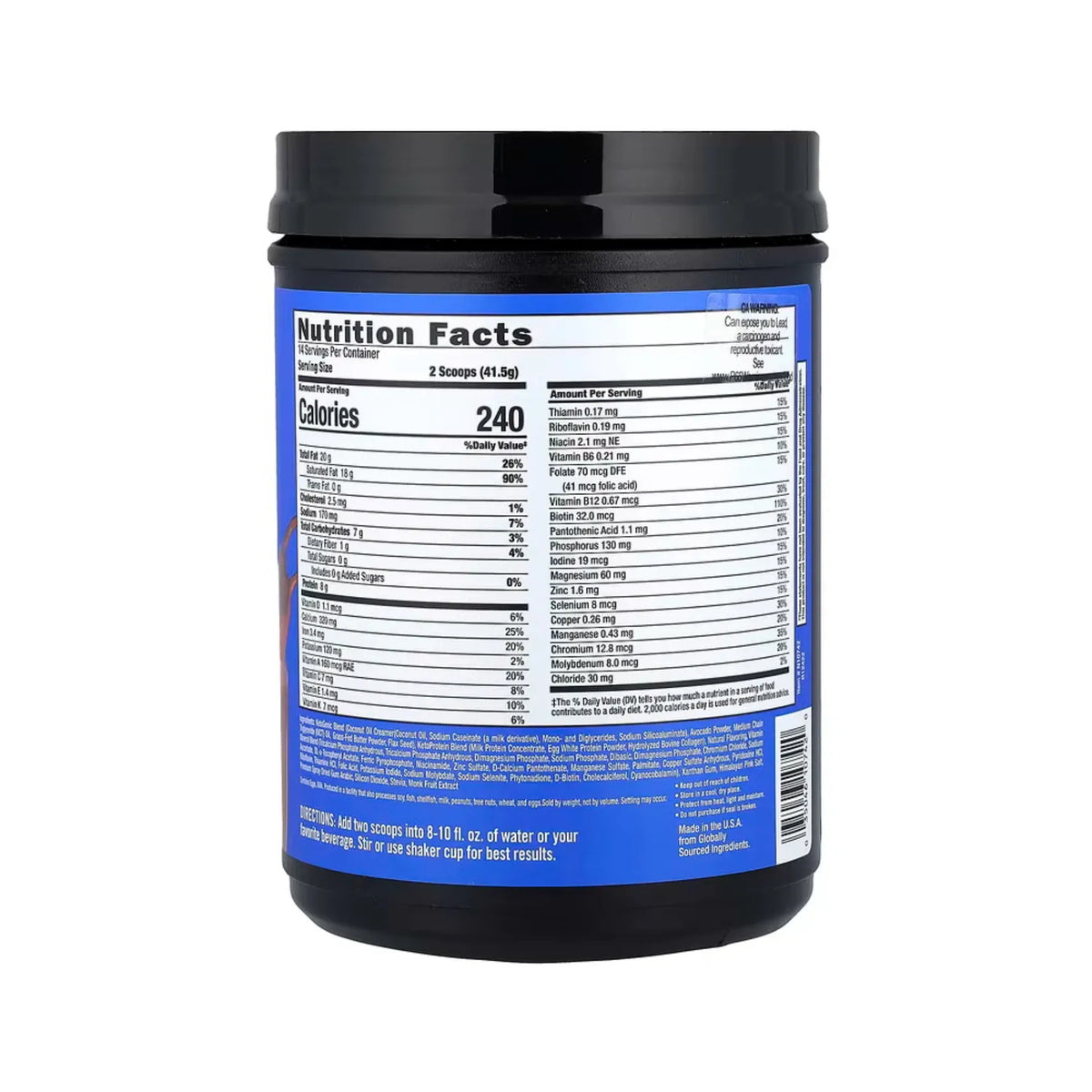 Keto Science, Batido Cetogénico Para Comidas Sabor Crema de chocolate 581 g (20,49 oz)