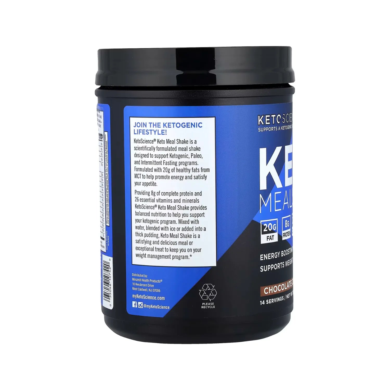 Keto Science, Batido Cetogénico Para Comidas Sabor Crema de chocolate 581 g (20,49 oz)
