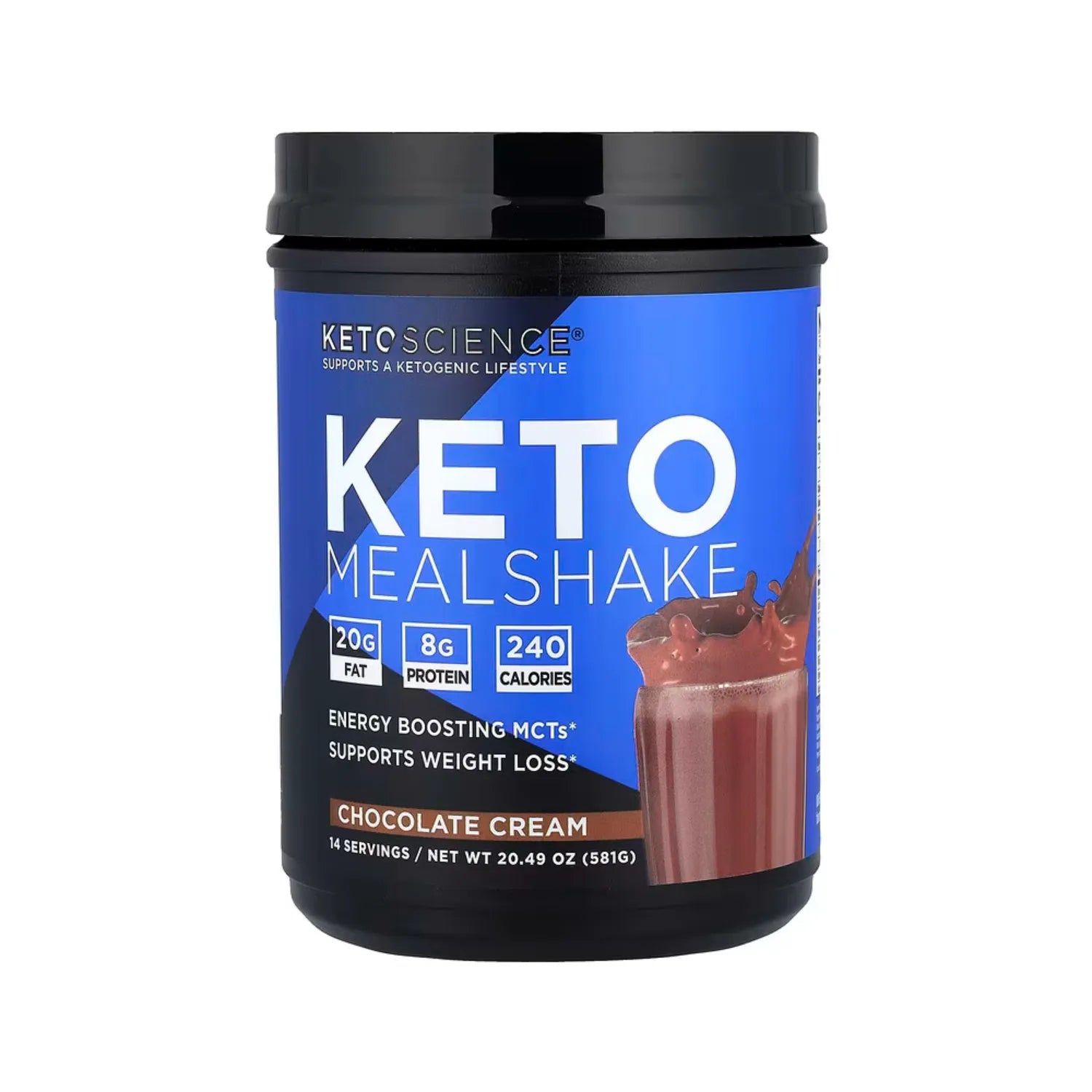 Keto Science, Batido Cetogénico Para Comidas Sabor Crema de chocolate 581 g (20,49 oz)