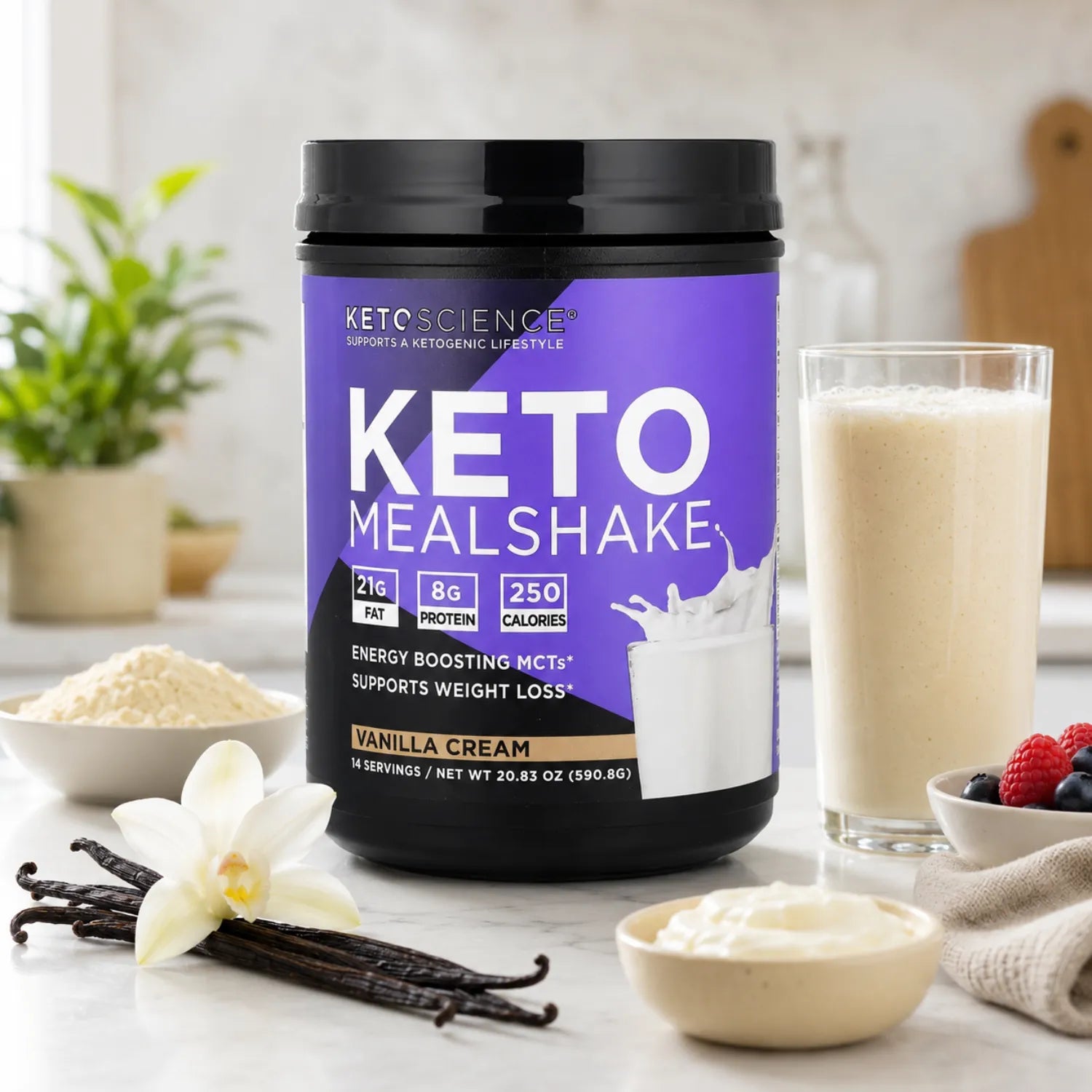Keto Science Batido cetogénico Crema de vainilla 590.8 g (20,83 oz)
