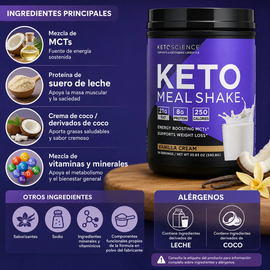 Keto Science Batido cetogénico Crema de vainilla 590.8 g (20,83 oz)